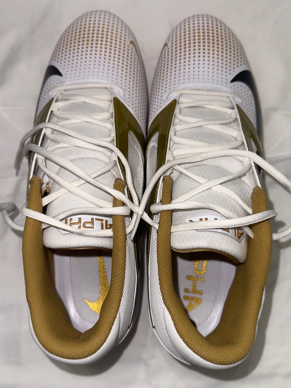 NEW Nike Alpha Menace 4 Pro Football Cleats White/Gold/Black US 14 - Picture 4 of 4